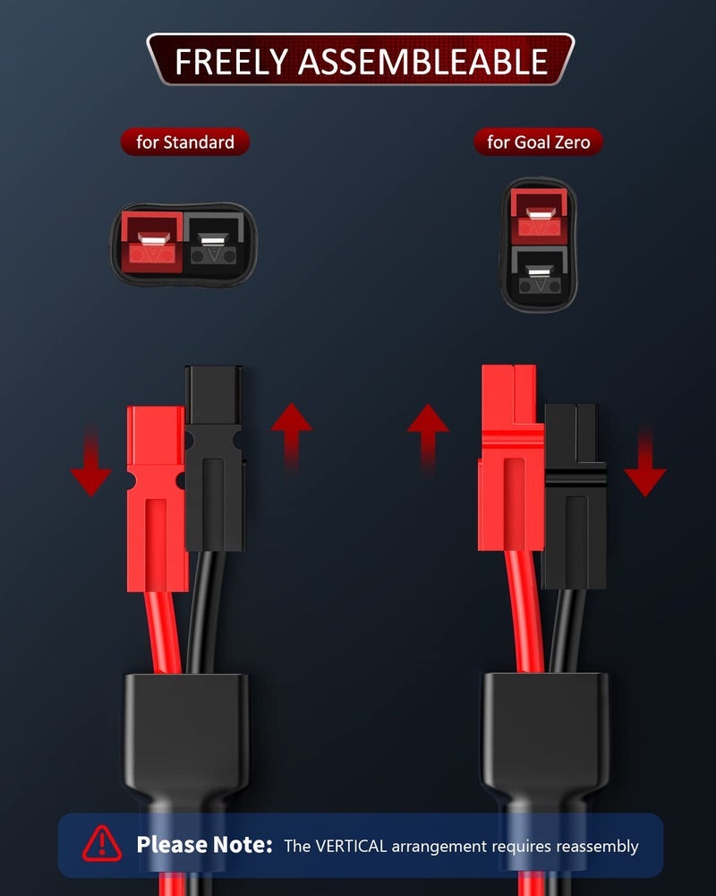ELECTOP 45A Connector to O Ring Terminal, Compatible with Ads Port Adapter 10AWG Battery Connector Cable with 15A/20A Protection Fuse for Automotive Portable Solar Generators and Battery Charge - Image 1